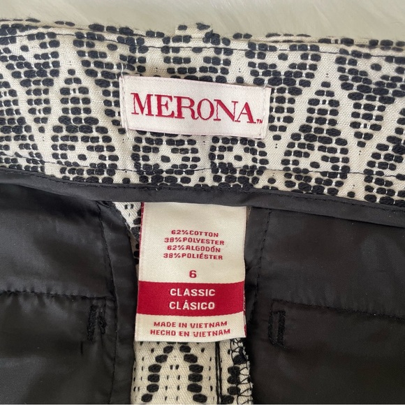 Merona Black and White Pattern Embroidered Classic Ankle Pant Chino Sz 6 - Picture 15 of 16